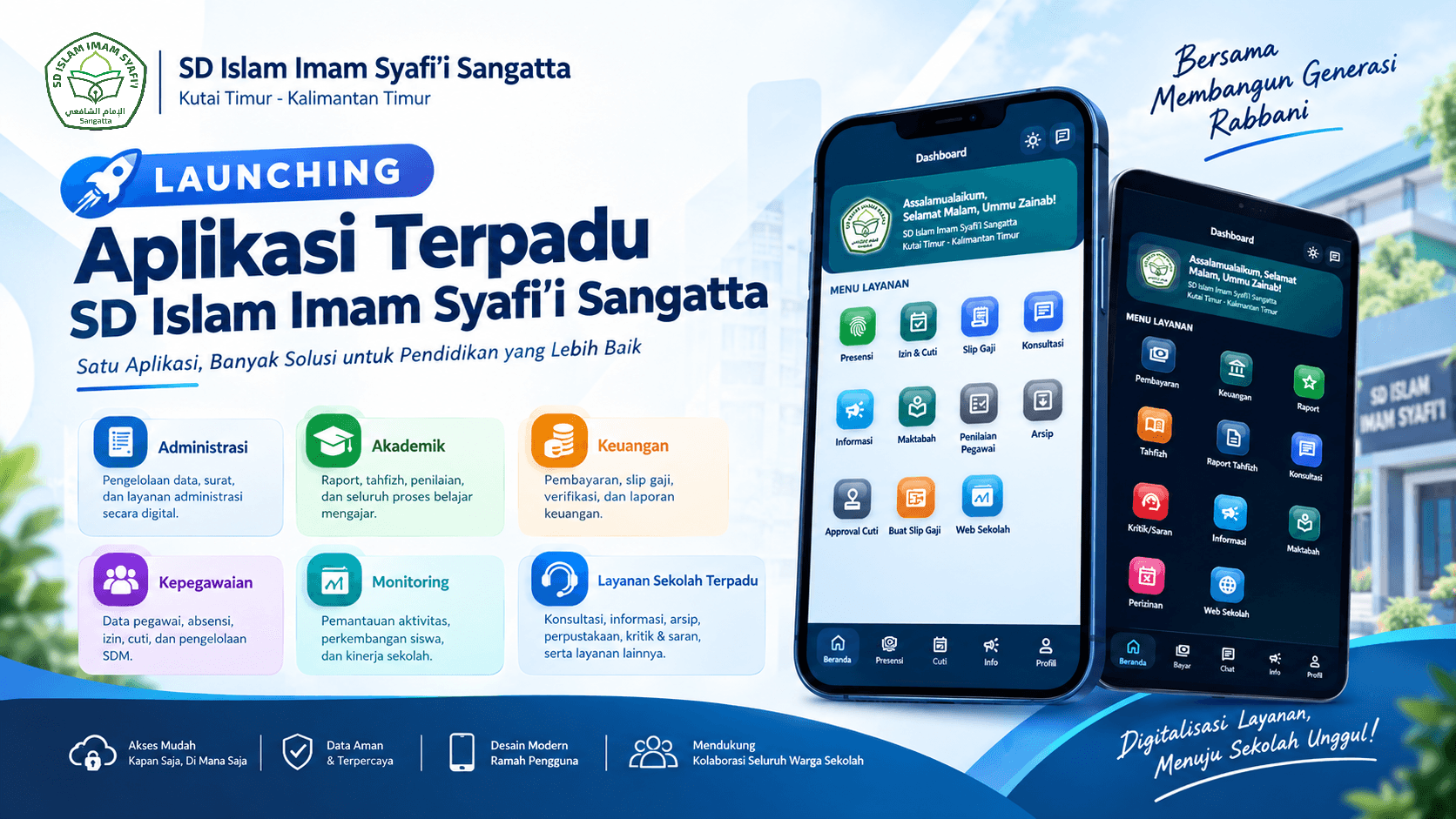 Menuju Sekolah Digital, SD Islam Imam Syafi’i Sangatta Luncurkan Aplikasi Terpadu